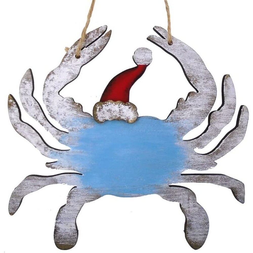 Chesapeake Bay 5-1/2" Crab W/Santa Hat Christmas Ornament